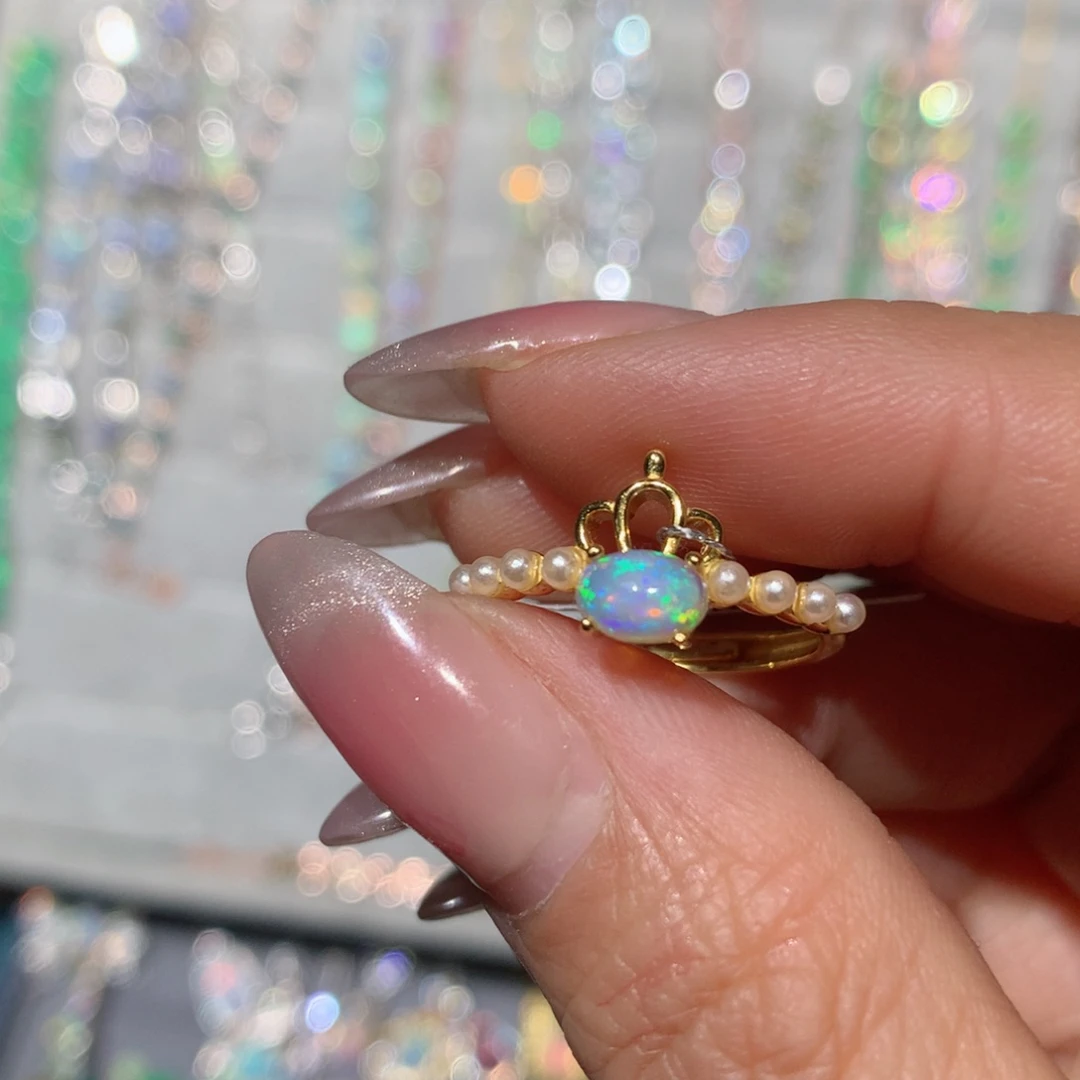 欧泊福利戒指银S925镶嵌