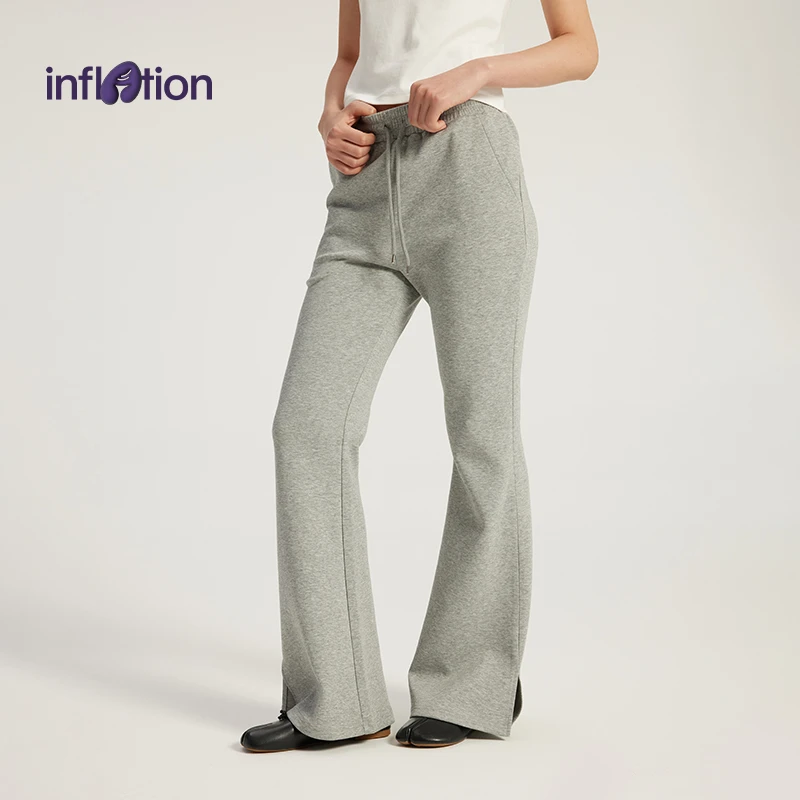 膨胀潮牌空气层微喇长裤25春夏美式休闲运动修身中腰lulu卫裤女