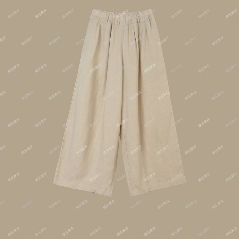 续吉麻衣春-24-2213麻宽松纯色文艺垂感百搭阔腿裤
