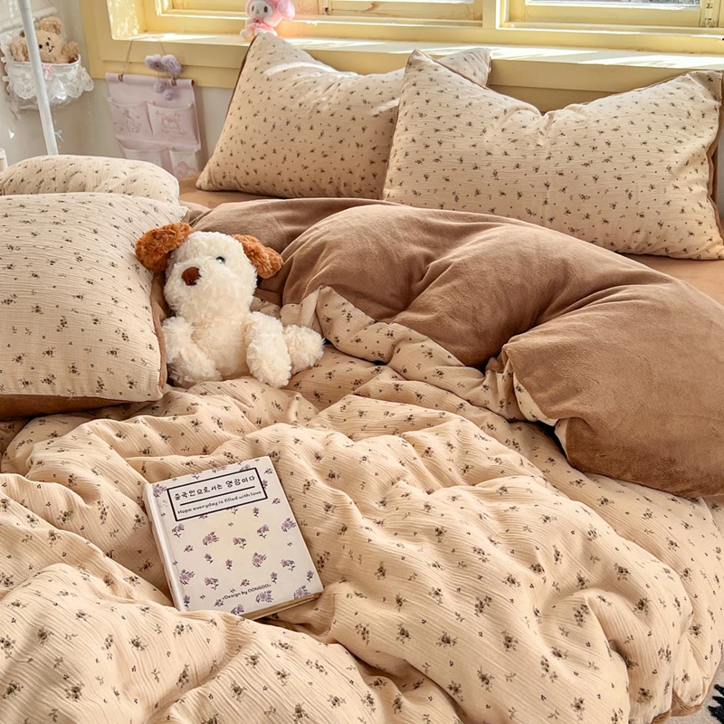三四件套牛奶绒双面被套加厚加绒床单冬季家纺床上用品被罩床笠款