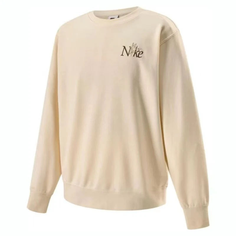 NIKE/耐克男款休闲简约宽松舒适圆领百搭卫衣米白色IB8234901