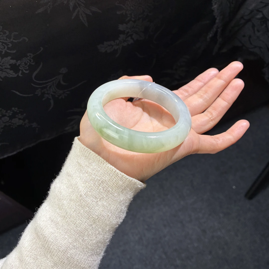 和田玉新疆特色青花带翠手镯56