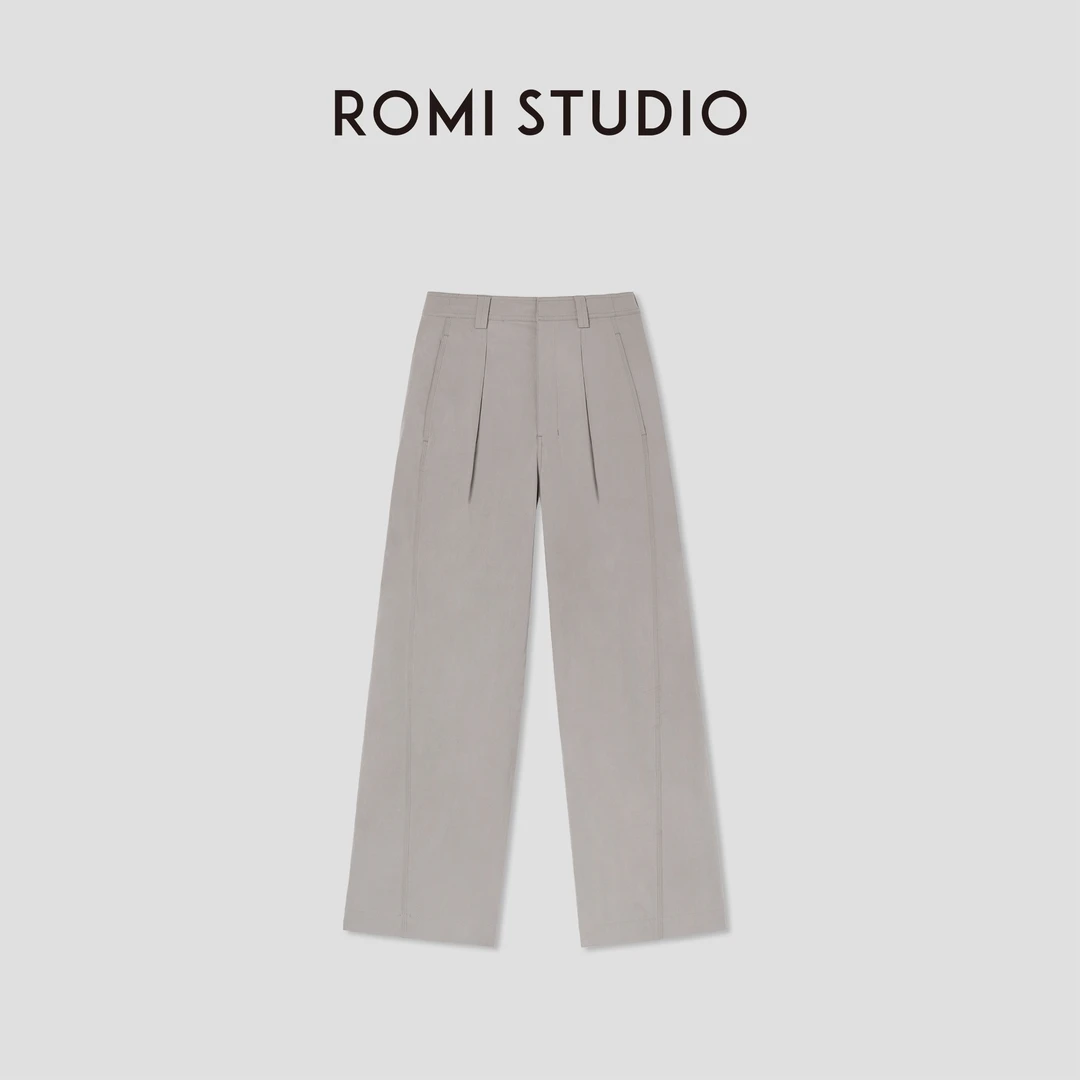 ROMI STUDIO“松弛复古”100%长绒棉微皱肌理感弯刀裤RWBWXD1617