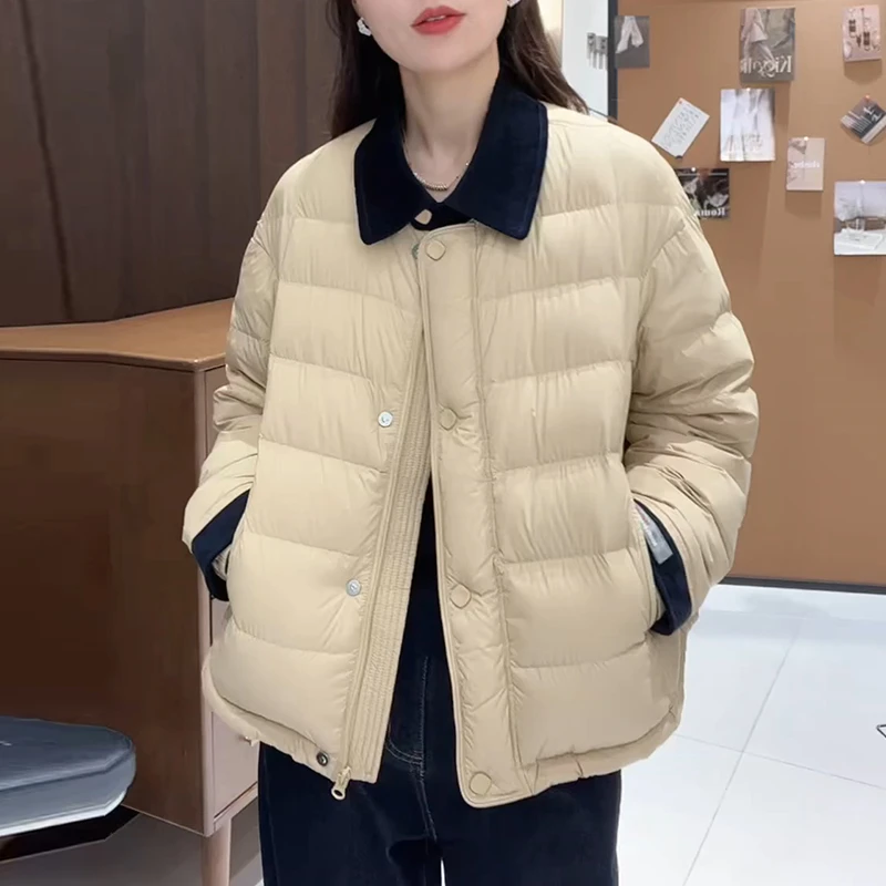 2025年秋冬新款翻领棉服女士设计感小众显瘦韩版百搭潮流气质外套