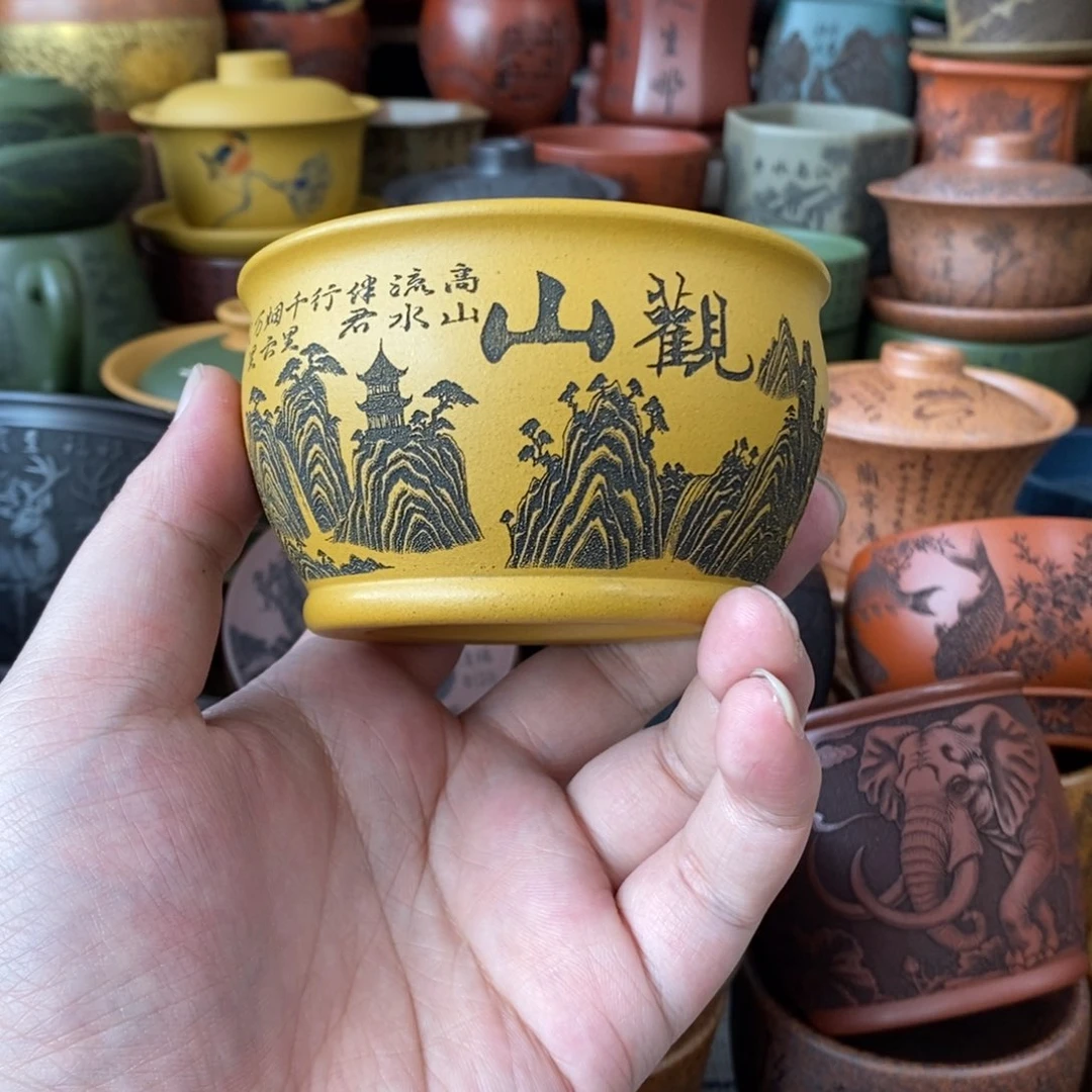 紫砂杯子宜兴全手工紫砂杯