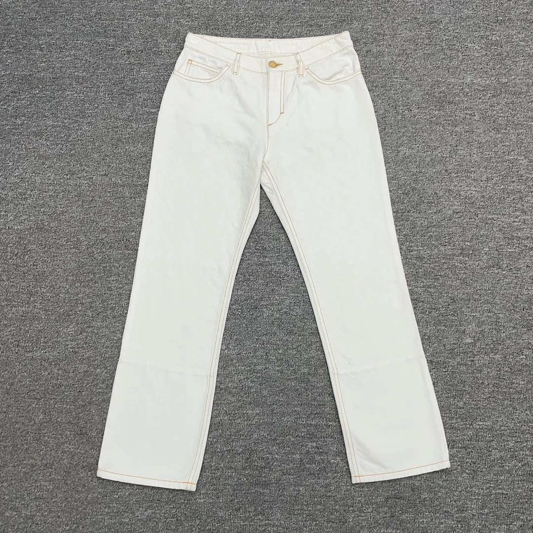 99新 LouisVuitton/路易威登 老花暗纹满印白色牛仔裤/s码 A0783