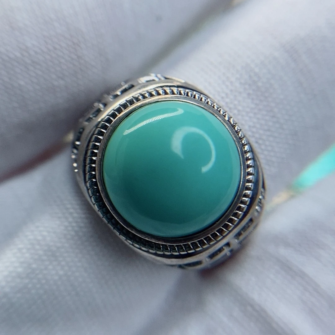 绿松石银S925镶嵌戒指