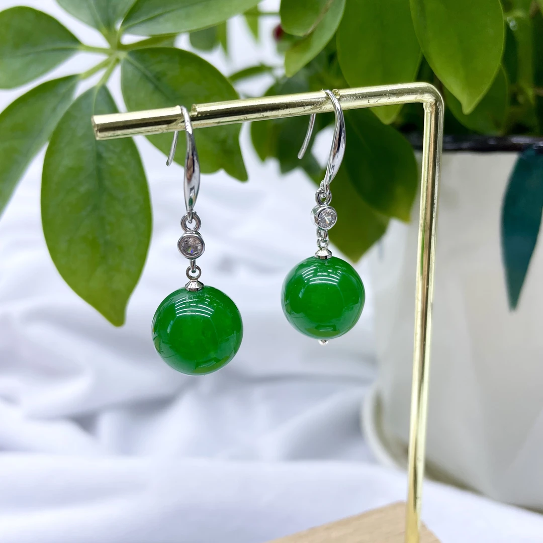 春季款深绿色耳环女款百搭短款蛇年耳饰银色耳饰复古国风饰品443