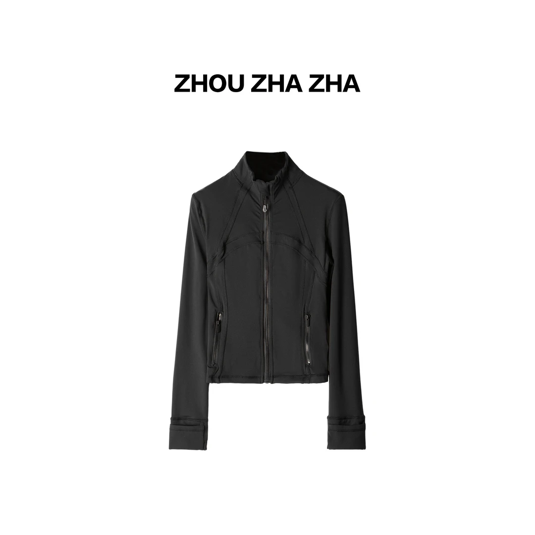 【周炸炸】修身瑜伽裸感弹力收腰显瘦运动上衣外套#249152