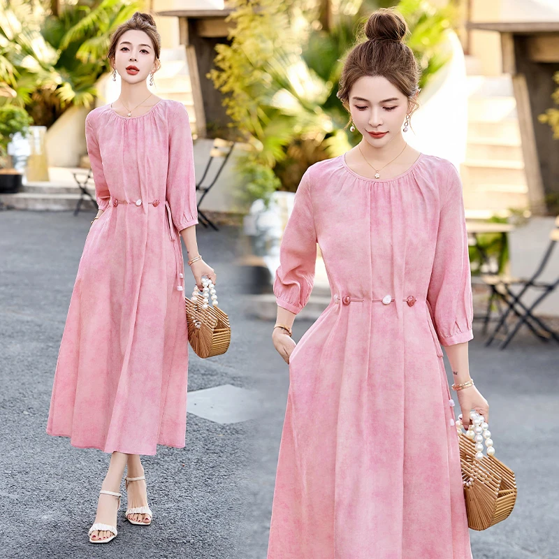 法式连衣裙2025春夏新款高级感独特漂亮气质收腰显瘦海边度假长裙