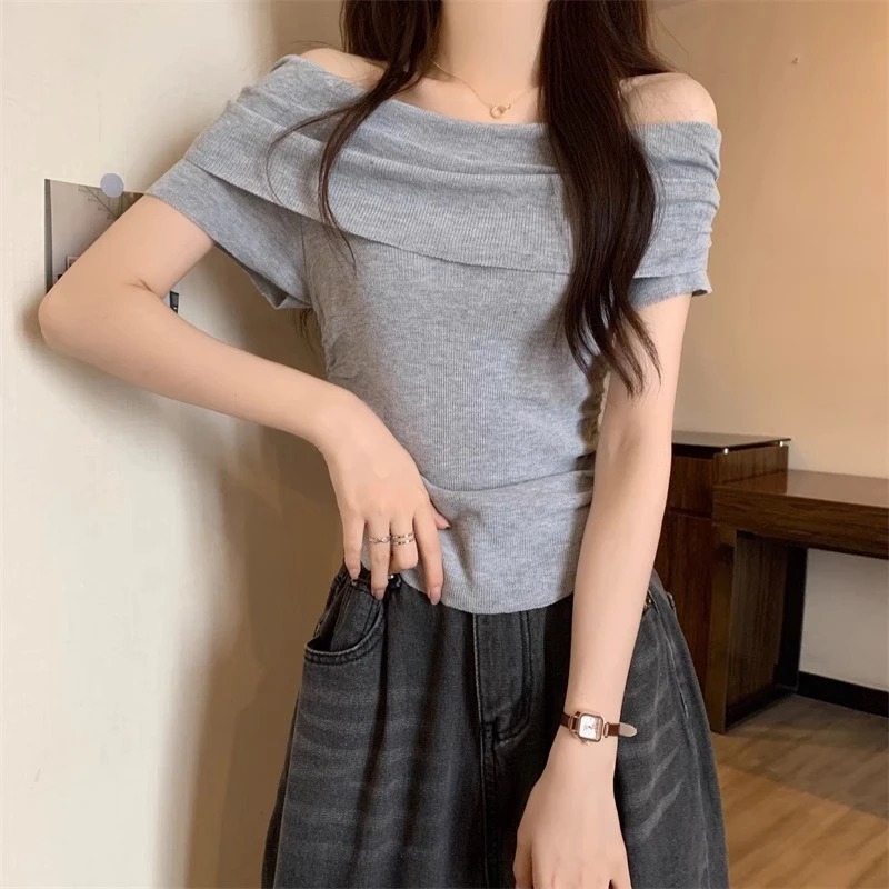 【编号041-080】春夏季新款极简风学生辣妹短袖女生针织衫