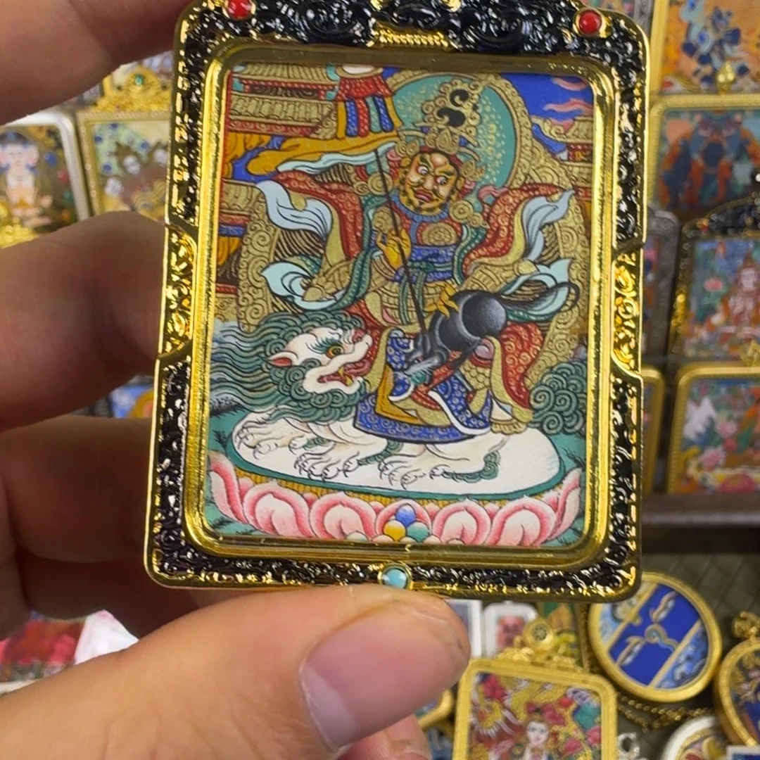 吊坠纯手绘热贡财宝天王唐卡