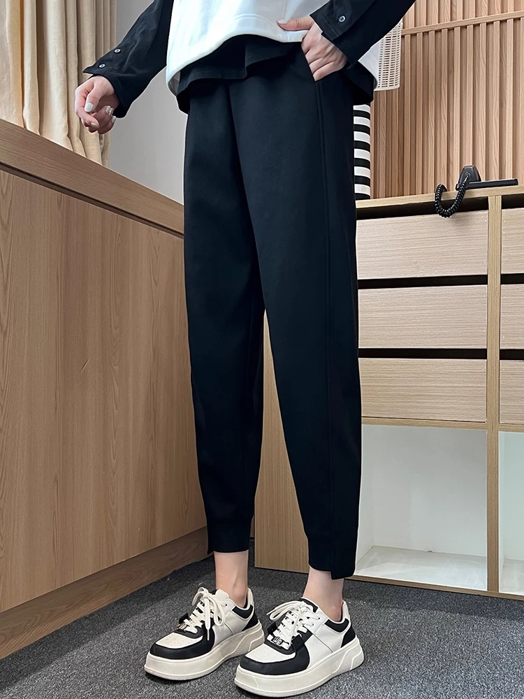 2025年秋季新款大码女装直筒哈伦卫裤胖mm梨形身材裤子阔腿休闲裤