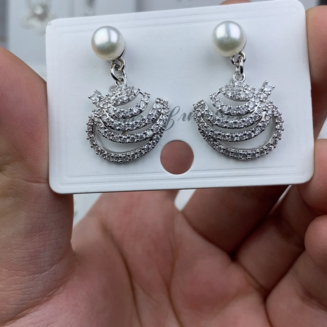 淡水珍珠耳饰银S925镶嵌