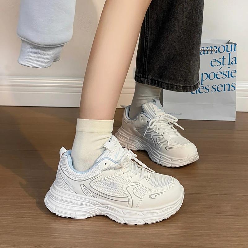 回力女款网面老爹鞋夏季新款透气轻便网鞋学生百搭ins时尚小白鞋