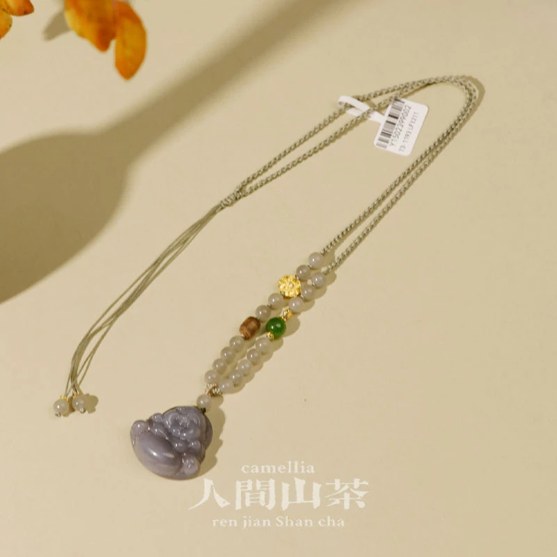 人间山茶 H1-1193 和田玉佛公项链多样性发其一