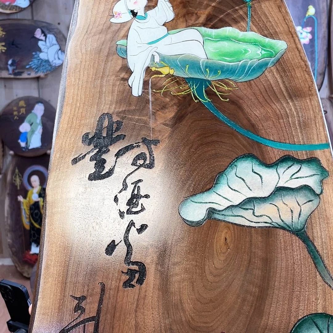 木北美黑胡桃雕刻手绘挂件