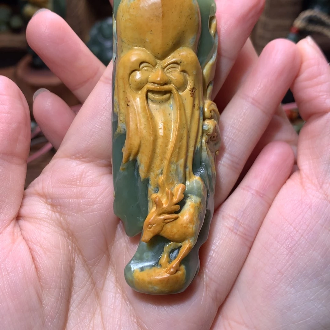 岫岩河磨玉（透闪石质玉）把件未镶嵌福*多