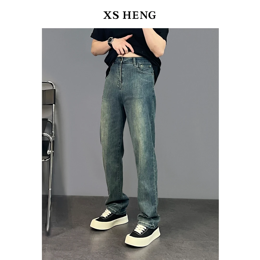 夏季系列/高弹力复古宽松显瘦舒适直筒百搭休闲潮流牛仔裤#588087