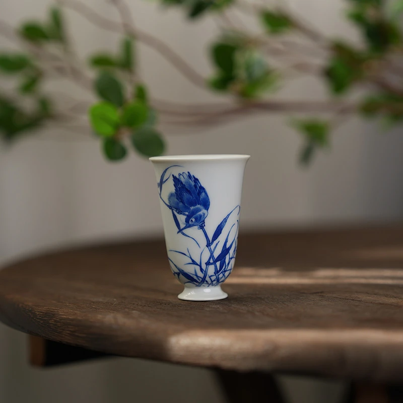 当代 【栗子严选】墨舍柴窑单翠闻香杯纯手工手绘主人杯moshe451