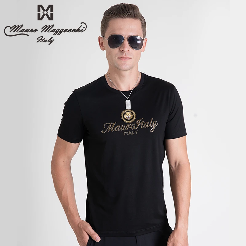 Mauro/玛路男士烫钻圆领短袖T恤休闲亲肤舒适透气合身春夏 7306