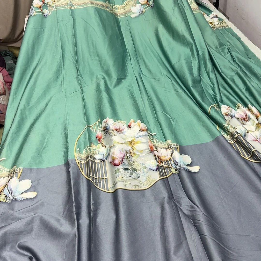 棉5.5米绿灰拼接布料