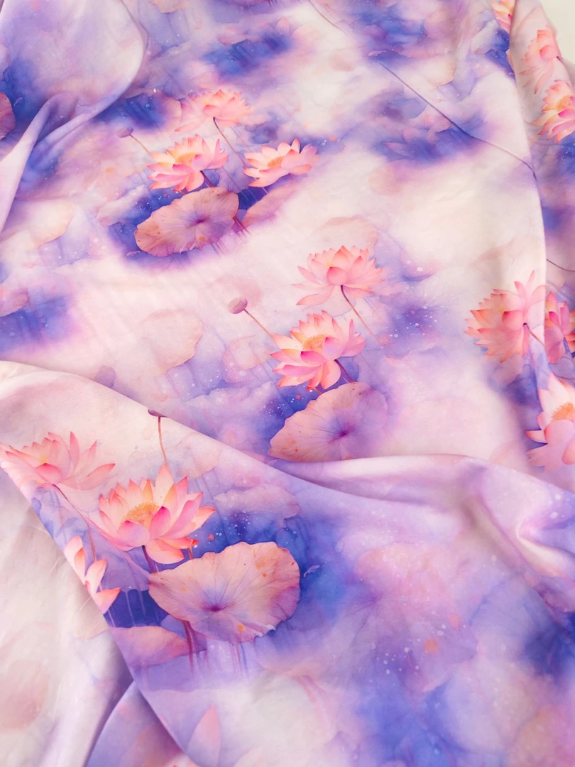 2025爆款 天丝苎麻 透气吸汗 春夏皆可（紫荷图）