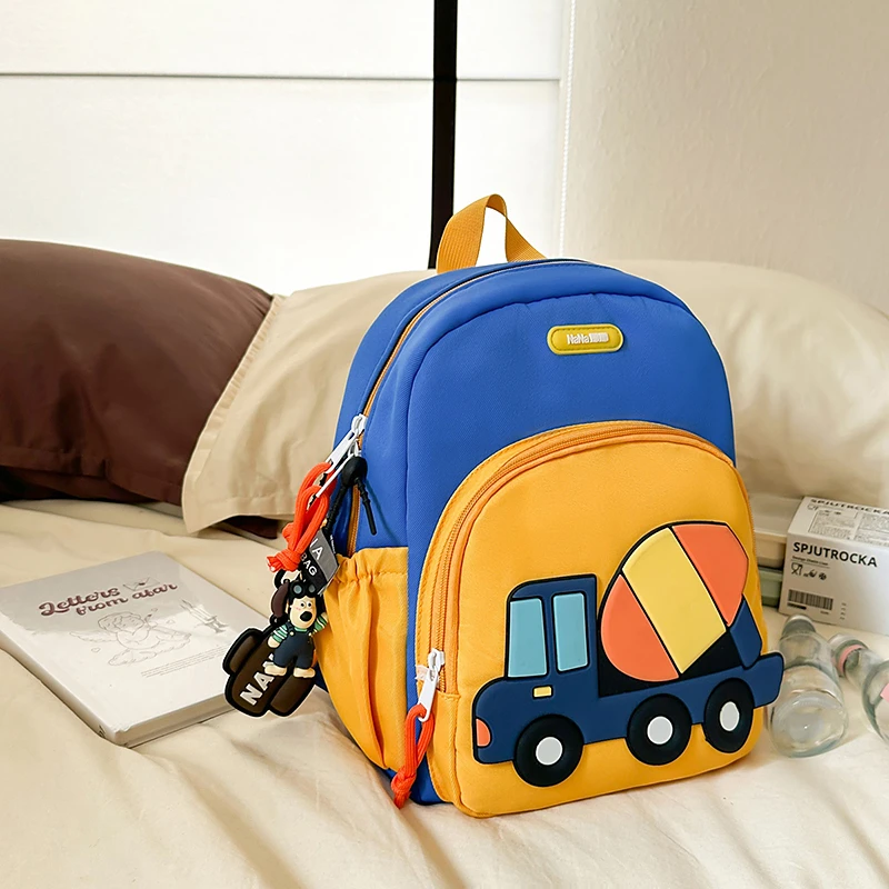 工程车挖机款幼儿园书包新款2-5岁儿童双肩背包男女可爱款儿童包3
