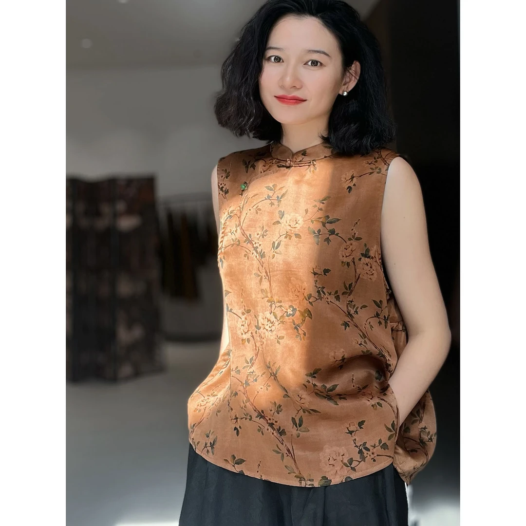 【DY1694】樱美嘉香云纱花罗桑蚕丝女装上衣娃娃衫 百搭