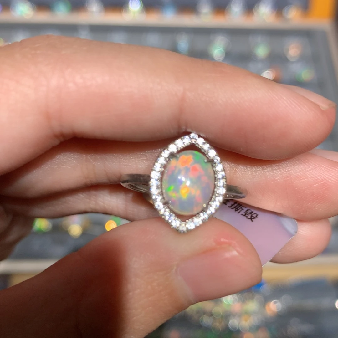 银S925镶嵌欧泊欧泊戒指y