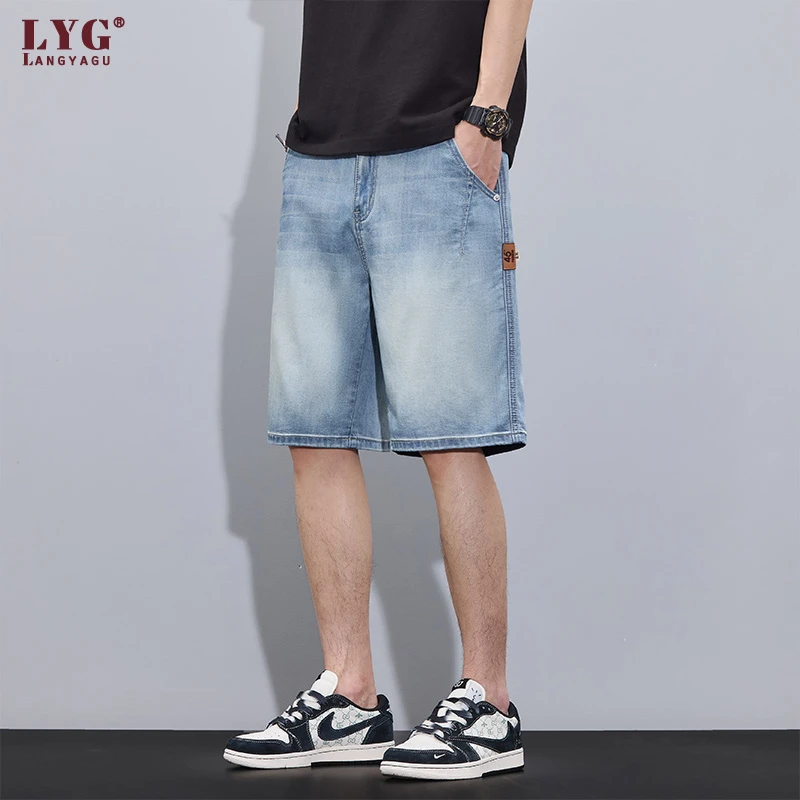 夏季薄款牛仔短裤男士百搭潮牌2025新款宽松直筒复古休闲五分马裤