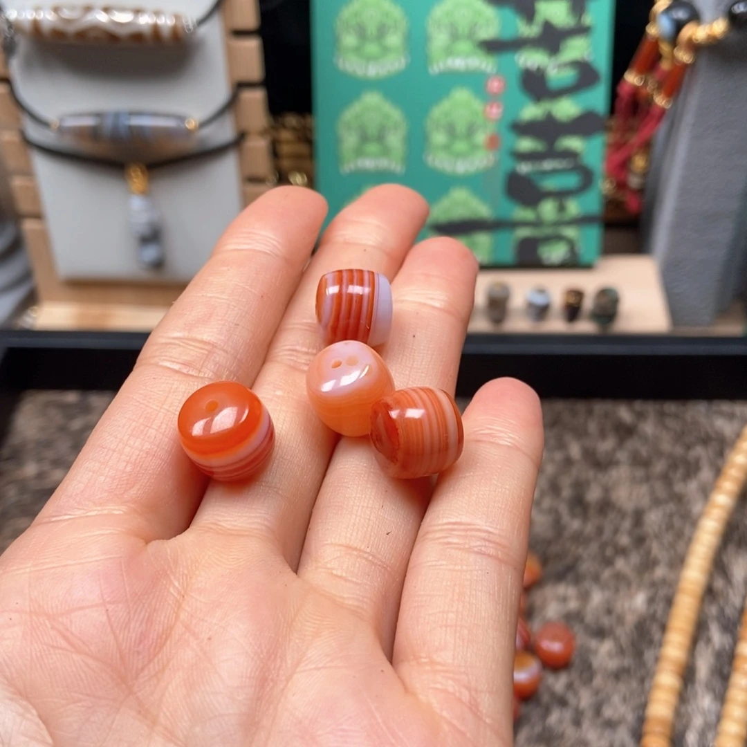 玛瑙/玉髓配珠未镶嵌三文鱼配珠