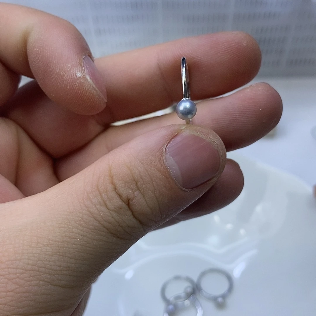 戒指海水珍珠银S925镶嵌