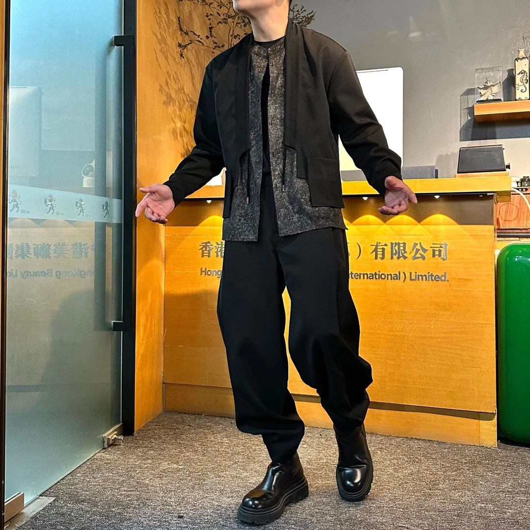 2025H·K美狮潮牌早秋简约时尚纯色潮流时尚休闲套装