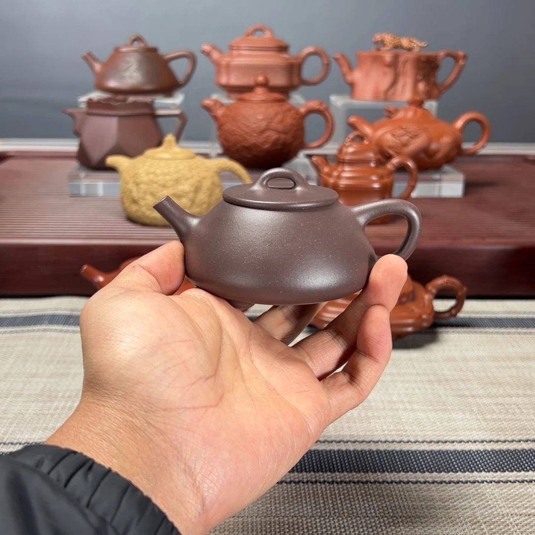 紫砂茶壶平盖石瓢130CC紫泥