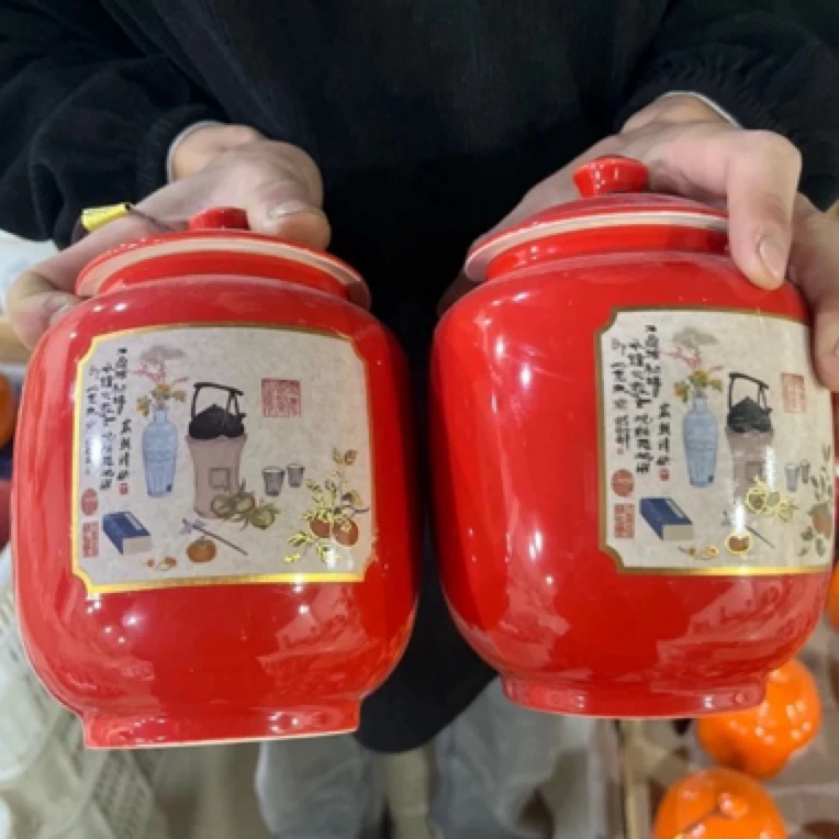 临时链接·中国红开窗花茶叶罐
