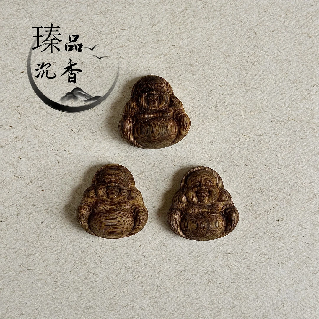 海南绿奇楠沉香笑脸弥勒佛吊坠 多样性发一