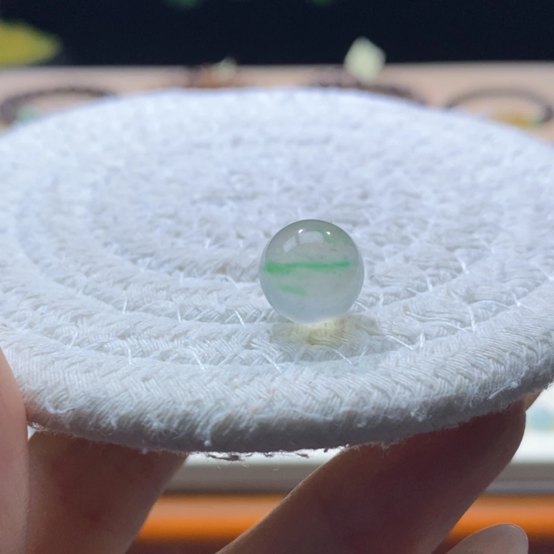 翡翠未镶嵌颈饰翡翠高冰茶飘绿圆珠11.7mm