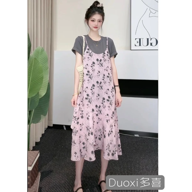 【Duoxi】"午后小调"A039连衣裙夏季新款 显瘦遮肉气质休闲设计感XH