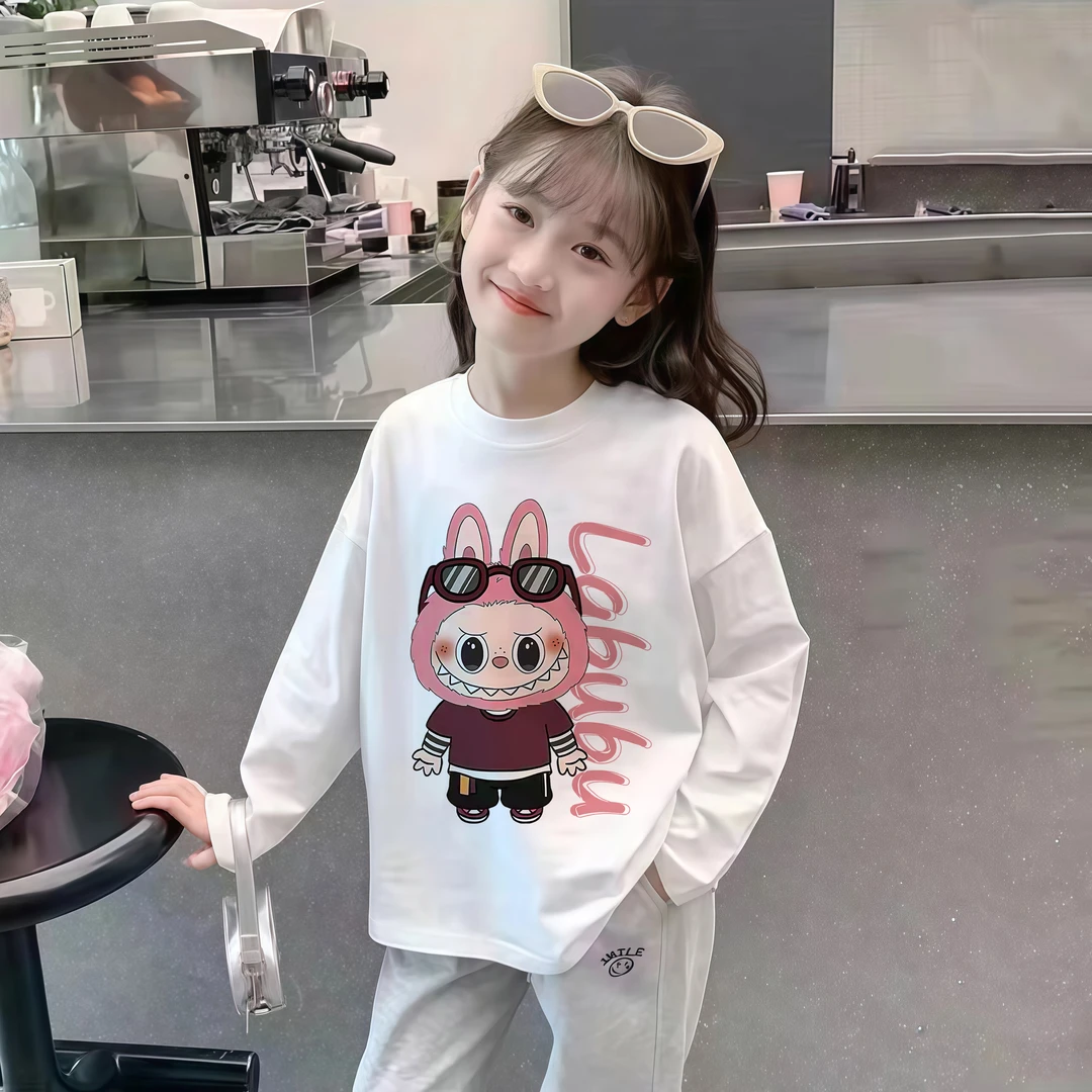 女童秋季长袖t恤2025新款儿童春秋款洋气百搭上衣女孩休闲打底衫T
