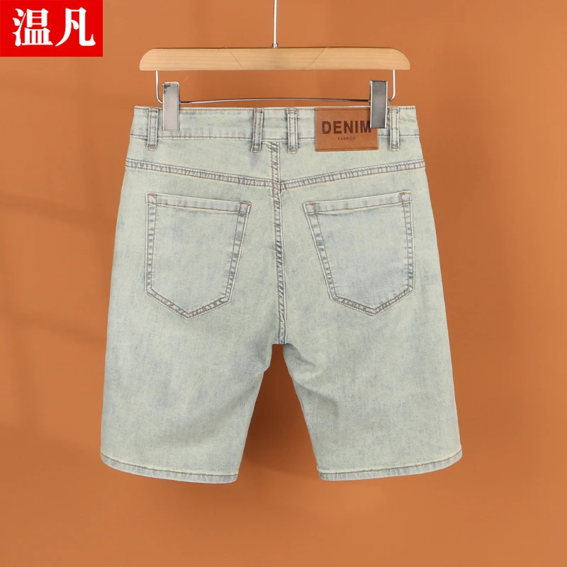 夏季薄款复古牛仔裤男士2025新款宽松直筒美式潮牌休闲五分中裤子