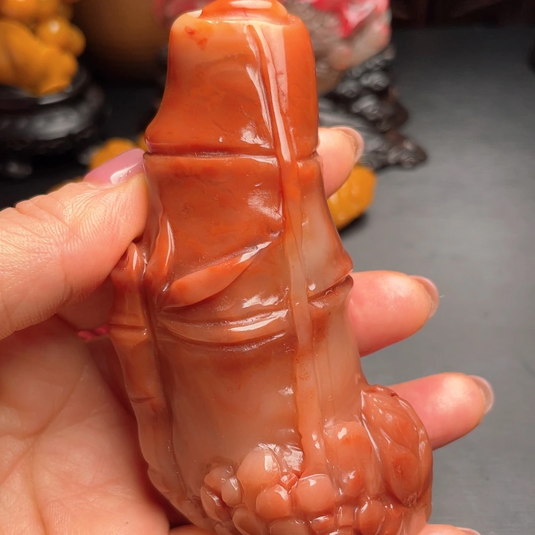 田黄石火*寿山石手把件印章摆件