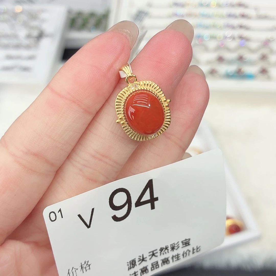 南红玛瑙银S925镶嵌颈饰