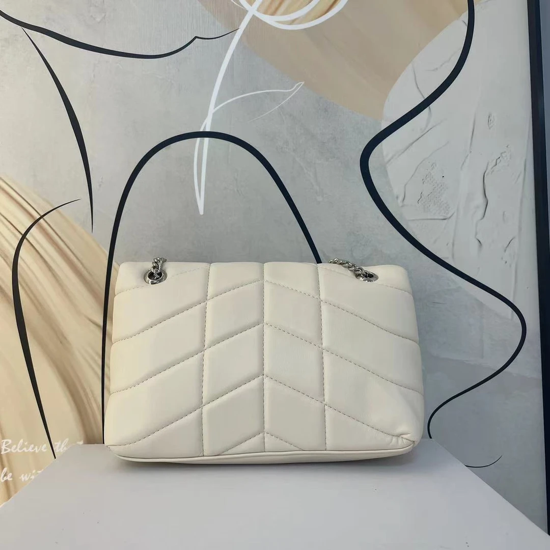 HM381 F2025新款白色云朵包链条单肩斜挎包-1