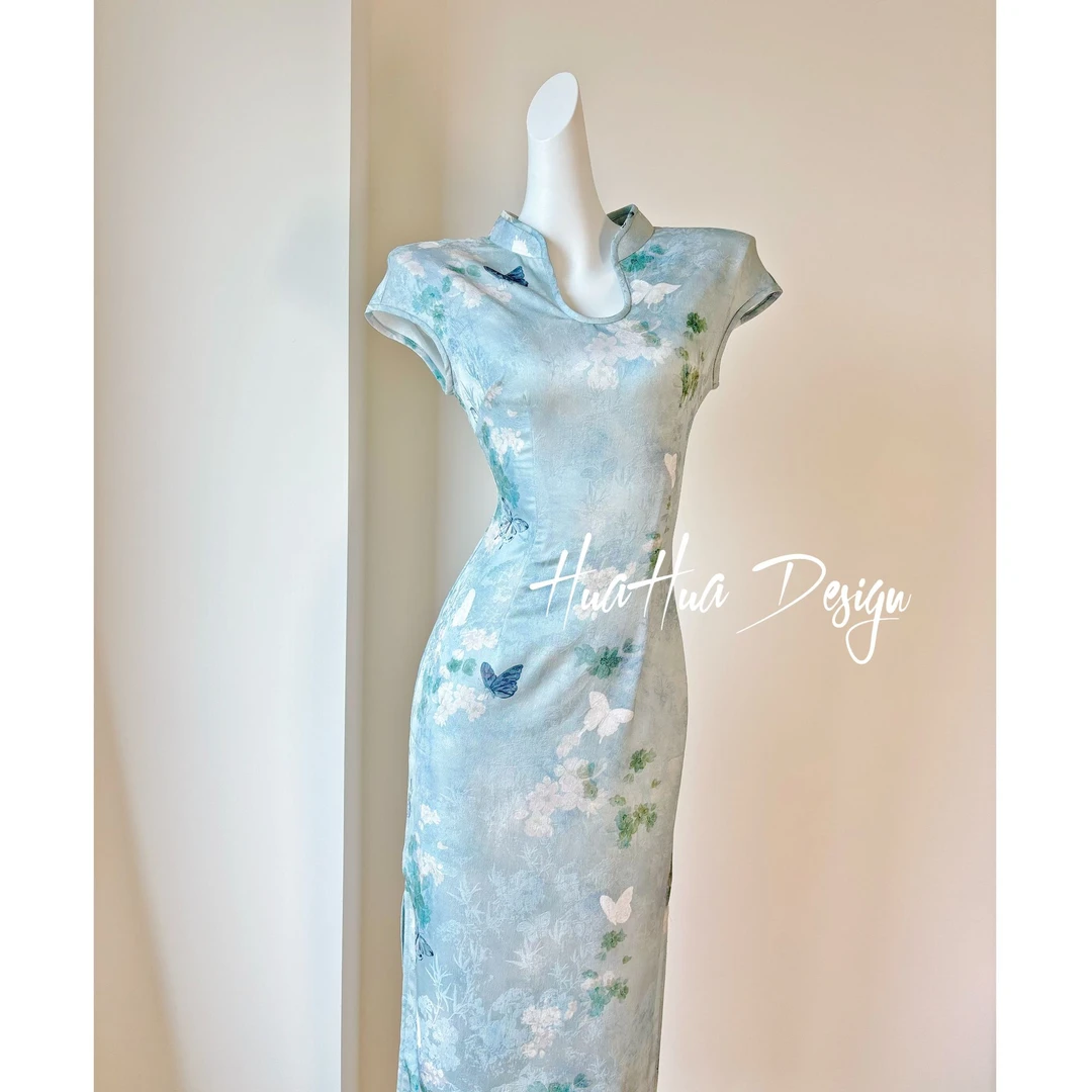 【花想容】文艺港风复古夏季日常旗袍立领显瘦修身单层衣长120