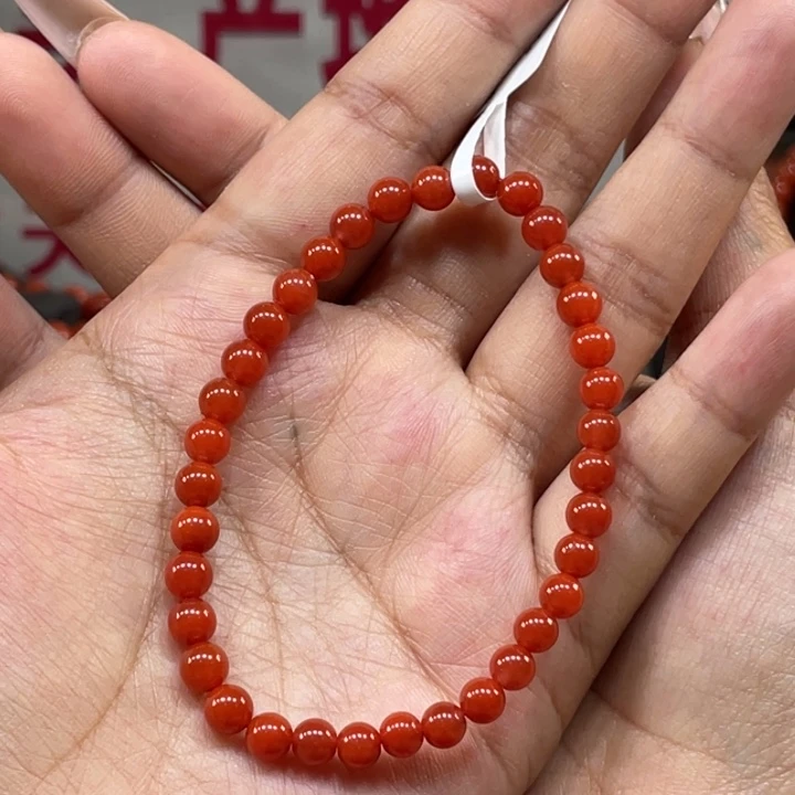南红玛瑙原矿南红览坡锦红卡5➕手串未镶嵌