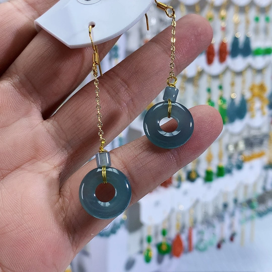 翡翠未镶嵌耳饰耳坠