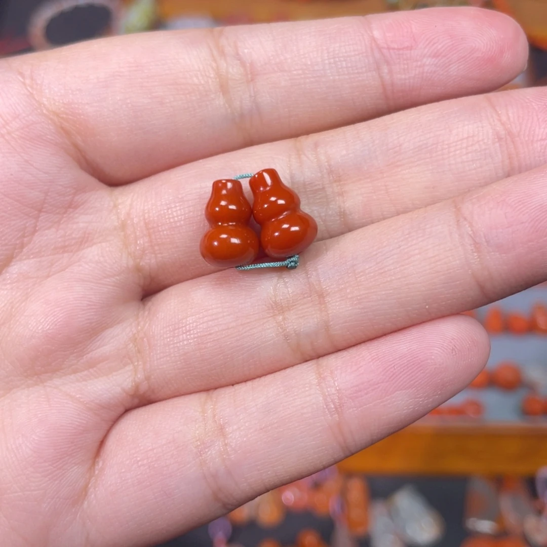 南红玛瑙未镶嵌葫芦一对满肉卡7.8×11.5