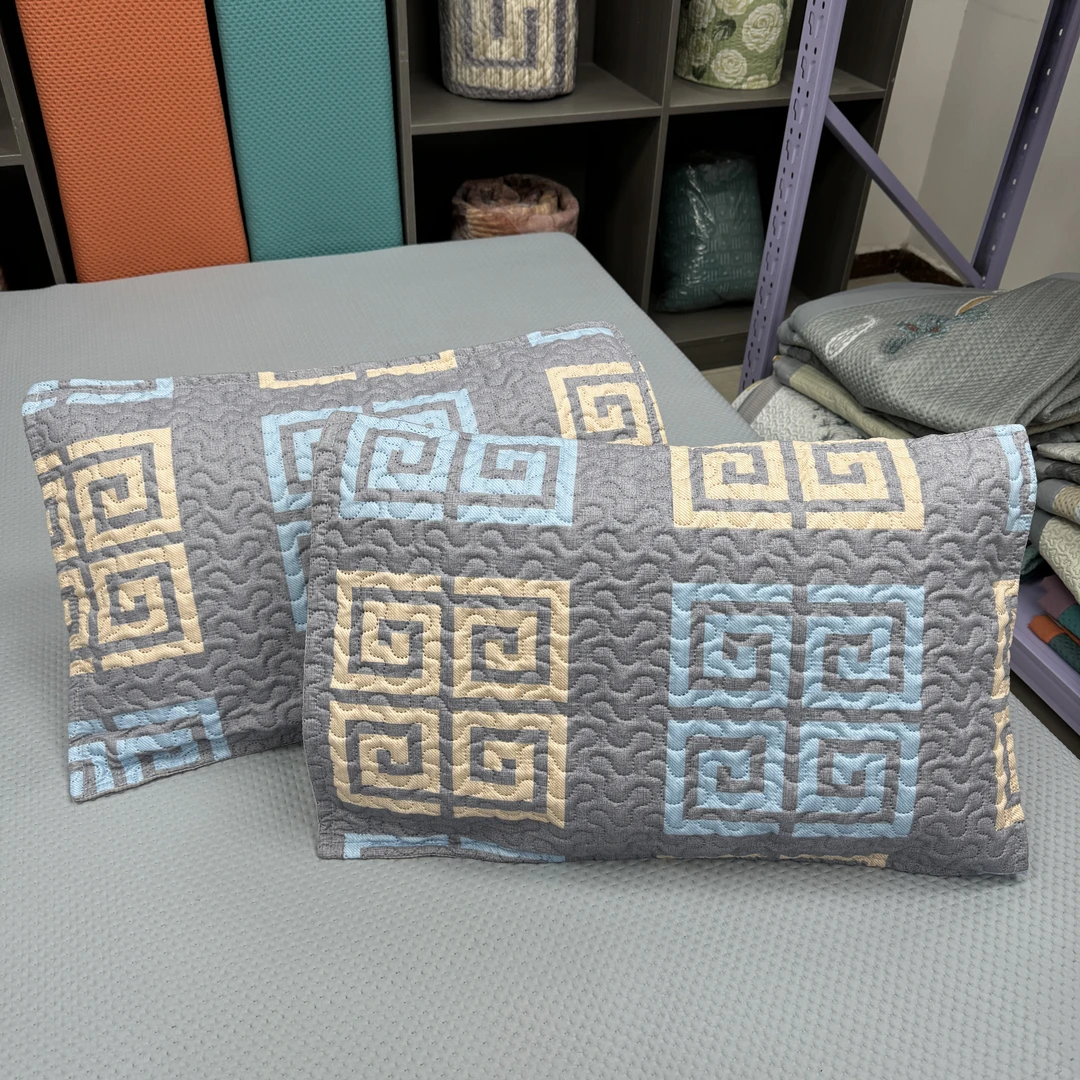 宫廷格 一对装枕套 加厚双层纱枕头套两条 透气吸汗亲肤 AB版