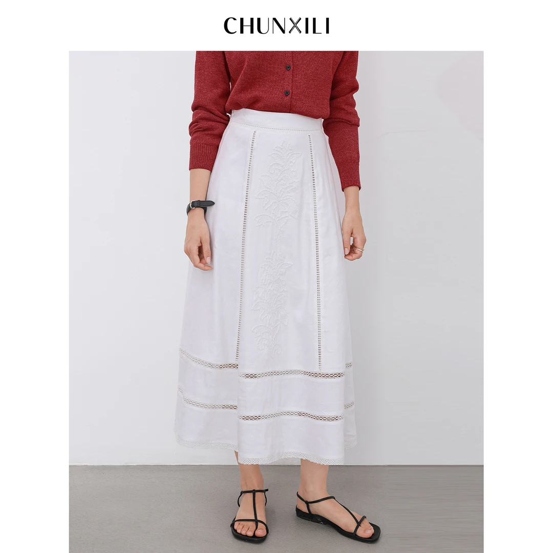 CHUNXILI/春熙里 时尚极简风绣花半身裙D02B52038